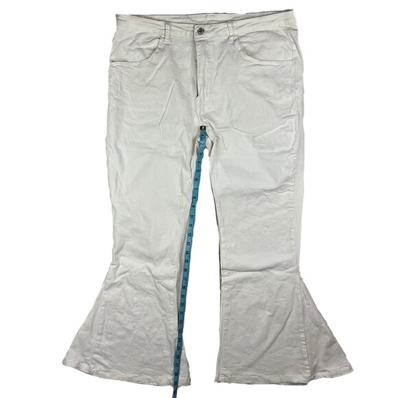 Saints & Hearts White Bell Bottoms Jeans Size 3XL Flare High Rise Denim Disco - Picture 14 of 14